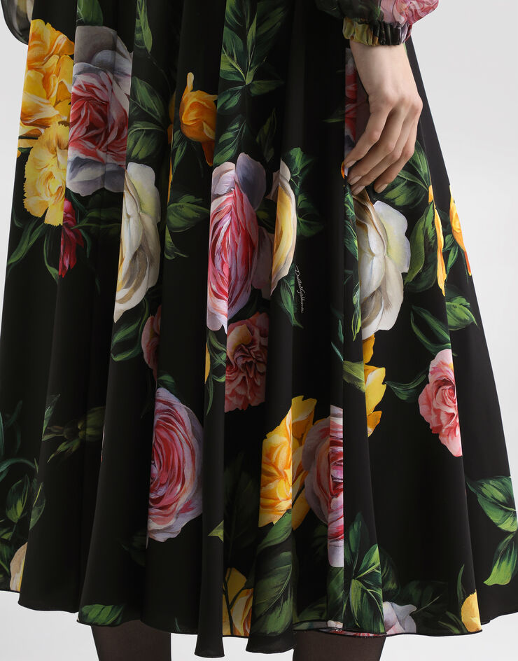 Dolce & Gabbana Юбка солнце миди из шармеза с принтом в виде пионов и роз Отпечатки F4C2RTFSA7B