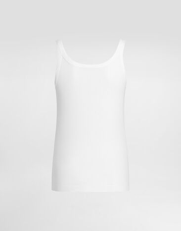 Dolce & Gabbana Ribbed tank top with embroidery White F8K97ZGDDL0