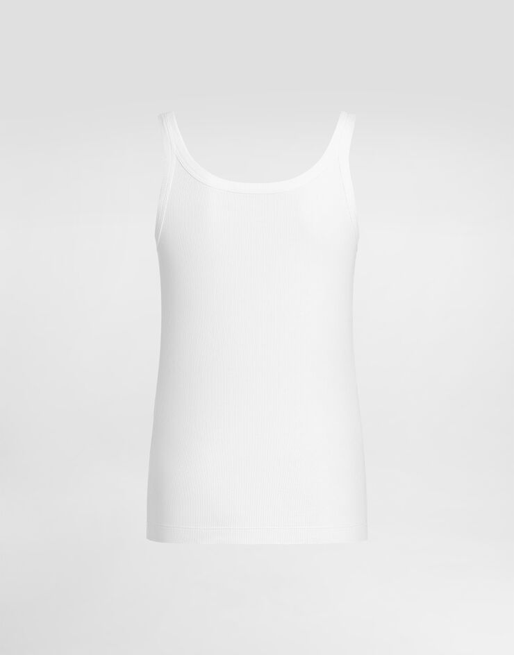 Dolce & Gabbana Top de tirantes acanalado con bordado White F8K97ZGDDL0
