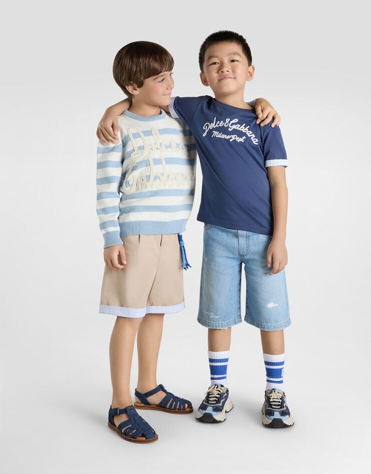 Dolce & Gabbana Dolce&Gabbana 徽标条纹缎纹针织套衫 Multicolor L4KWG6JBCF6
