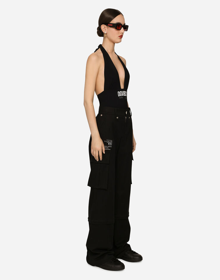 Dolce & Gabbana One-piece swimsuit with plunging neckline and DGVIB3 print Schwarz O9C37JONP12