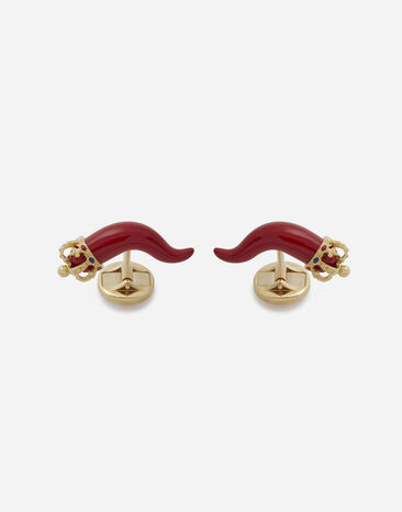 Dolce & Gabbana Good luck cufflinks in enamelled yellow gold Gold WALK5GWYE01