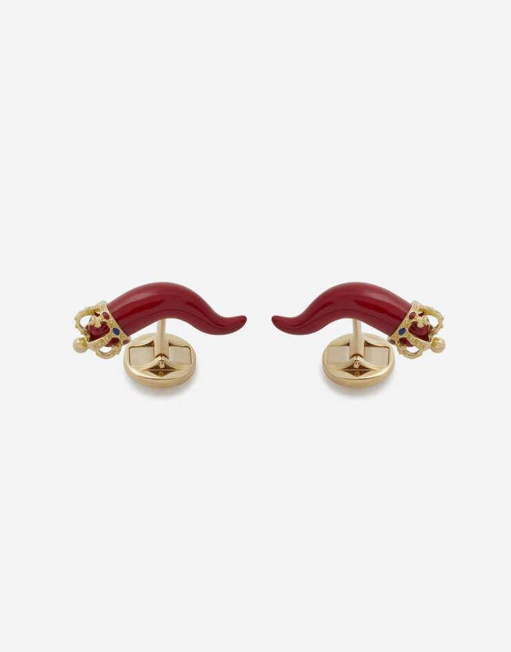 Dolce & Gabbana Good luck cufflinks in enamelled yellow gold Gold WFHG3GW0001