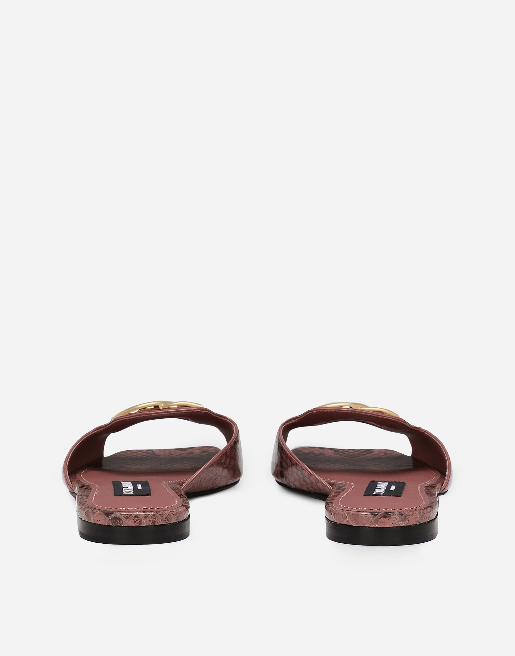 【優美なパイソン】D&G パイソン スライドサンダル ピンクのウィメンズ Python skin sliders | Dolce&Gabbana®