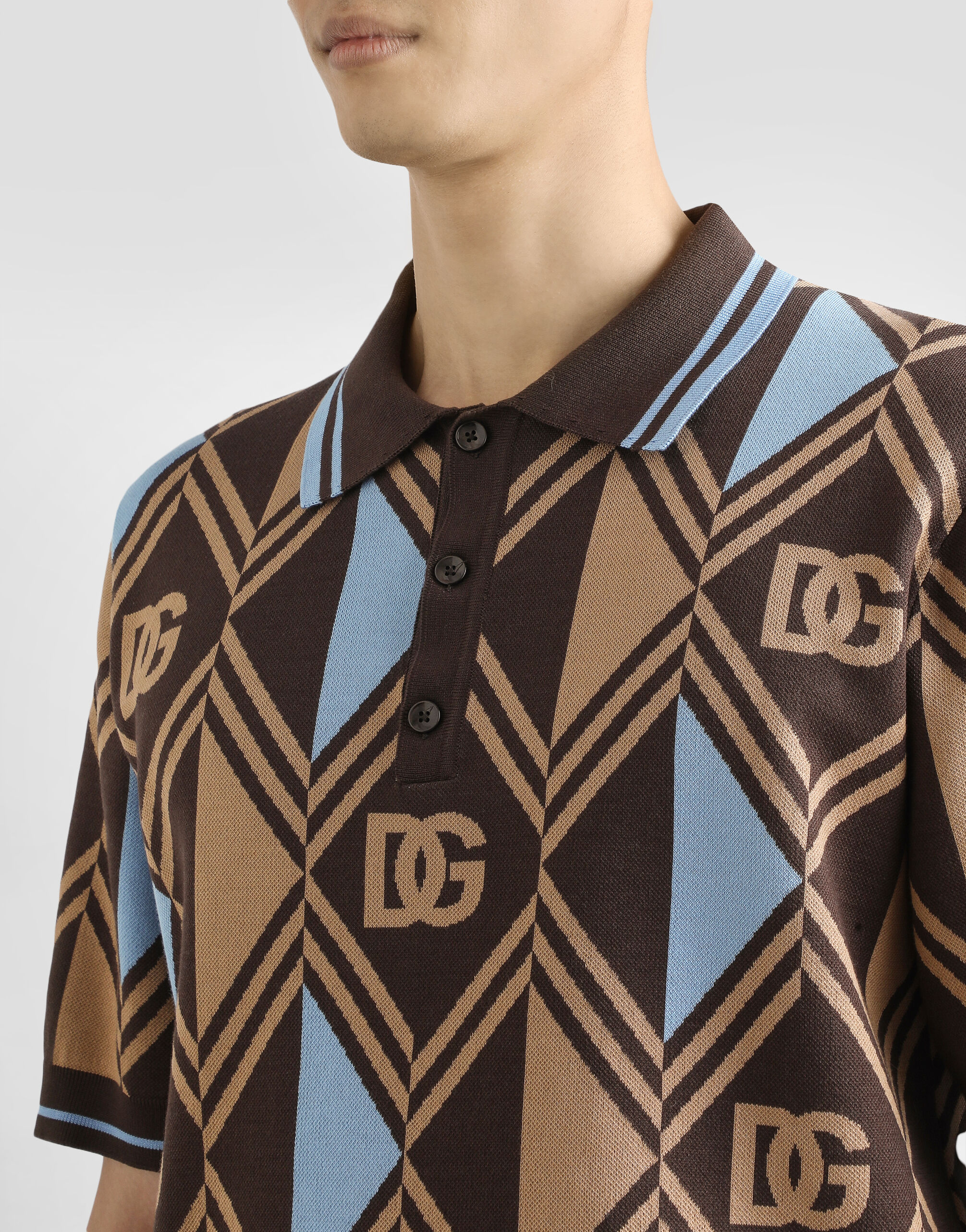 Cotton-jacquard piqué polo shirt in Multicolor for Men