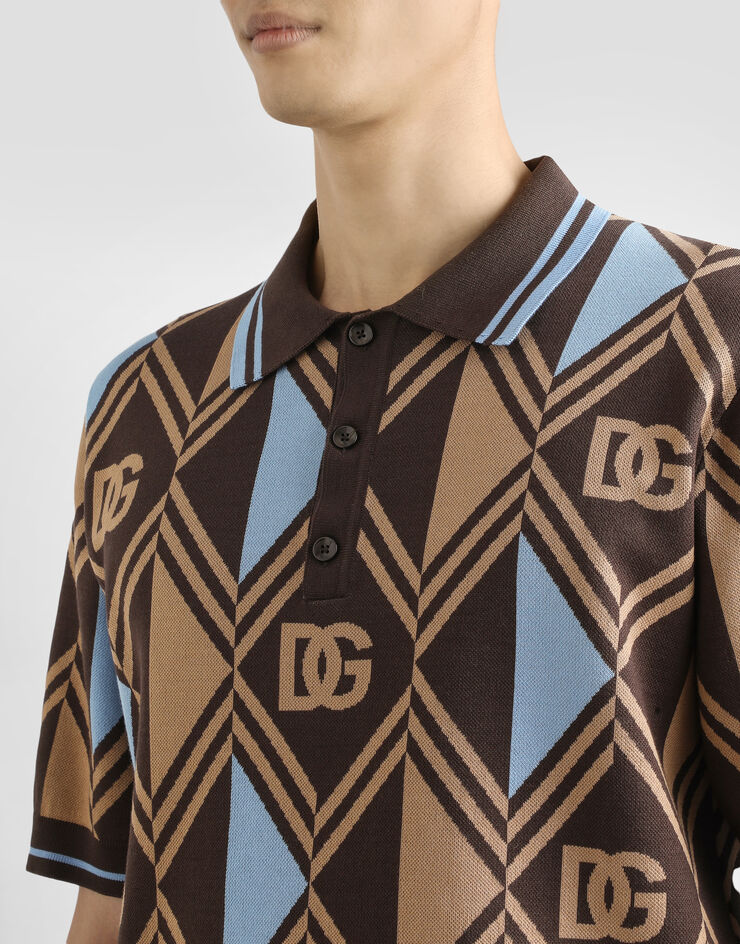 Dolce & Gabbana Cotton-jacquard piqué polo shirt Multicolor GXZ89TJBCHB