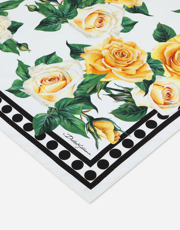 Dolce & Gabbana Twill scarf with yellow rose print (90 x 90) Print FN090RGDAWX