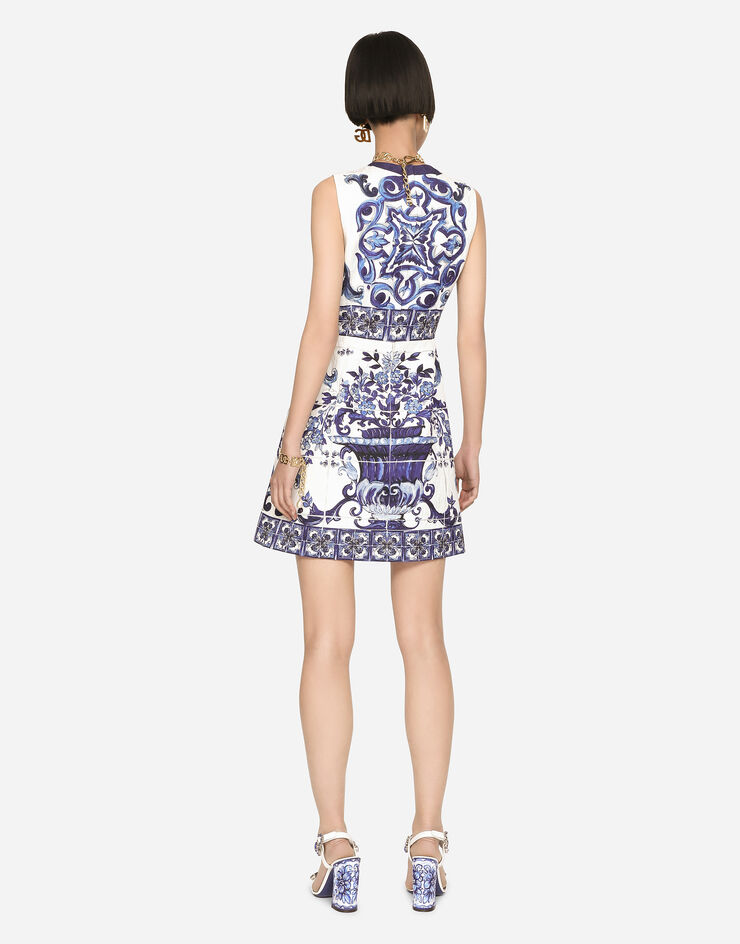 Dolce&Gabbana Short majolica-print brocade dress Multicolor F68A8TFPTAH