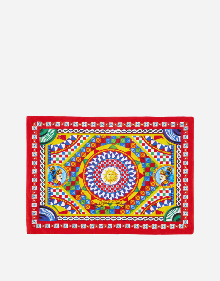 Dolce & Gabbana Set Platzdeckchen und Serviette aus Leinen Mehrfarbig TCGS04TCADN