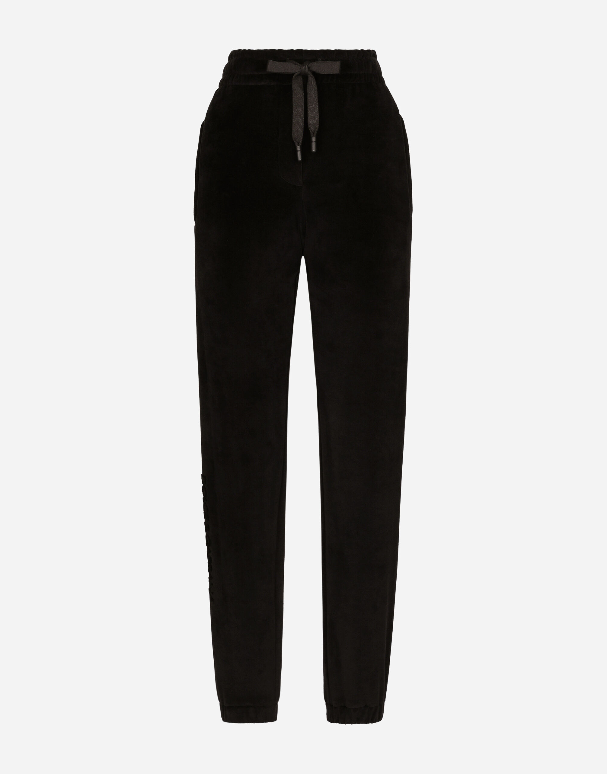 Chenille jogging pants with Dolce Gabbana embroidery en Noir pour femme Dolce Gabbana