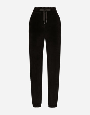 Dolce&Gabbana Pantalón de chándal de chenilla con bordado Dolce&Gabbana Negro FTCZ3ZGDBZU