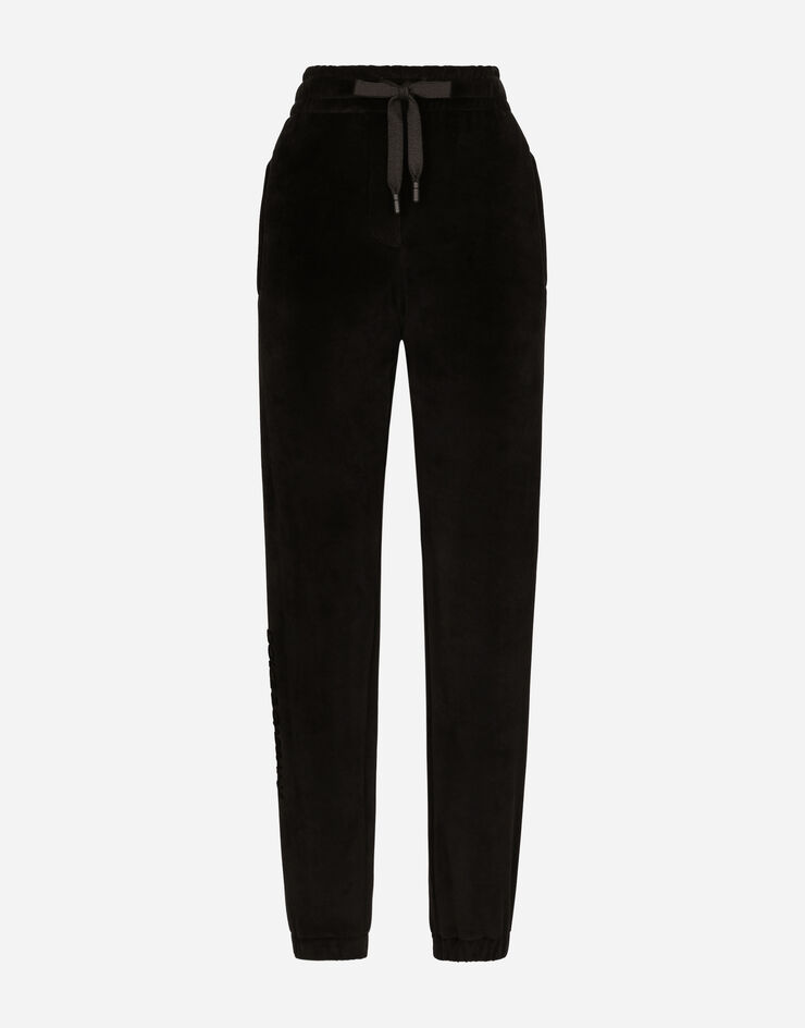 Dolce&Gabbana Pantalón de chándal de chenilla con bordado Dolce&Gabbana Negro FTCZ3ZGDBZU