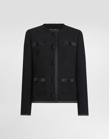 Dolce & Gabbana Single-breasted jacket in double crêpe Black F27EBTFU2L8