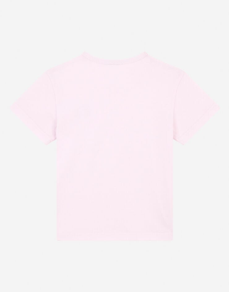 Dolce & Gabbana 로고 플레이트 저지 티셔츠 핑크 L4JT7TG7OLK