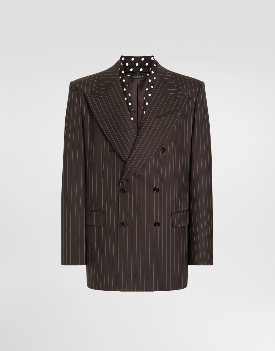 Double-breasted pinstriped wool jacket