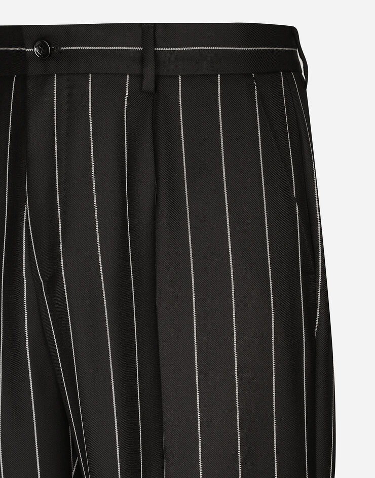 Dolce & Gabbana Nadelstreifenhose mit geradem Bein Black GYZMHTFR204