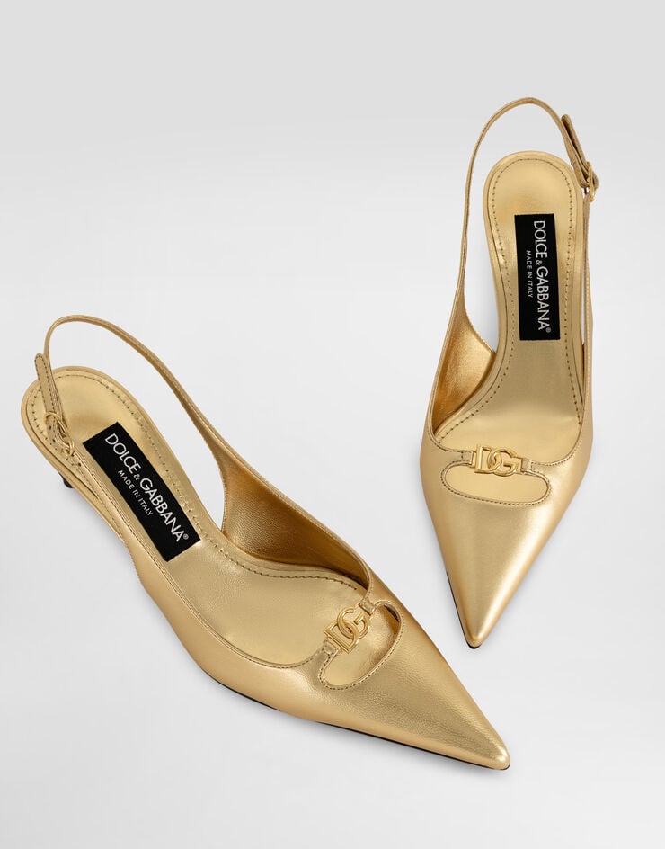 Dolce & Gabbana Burnished nappa leather slingback Gold CG0796C7343