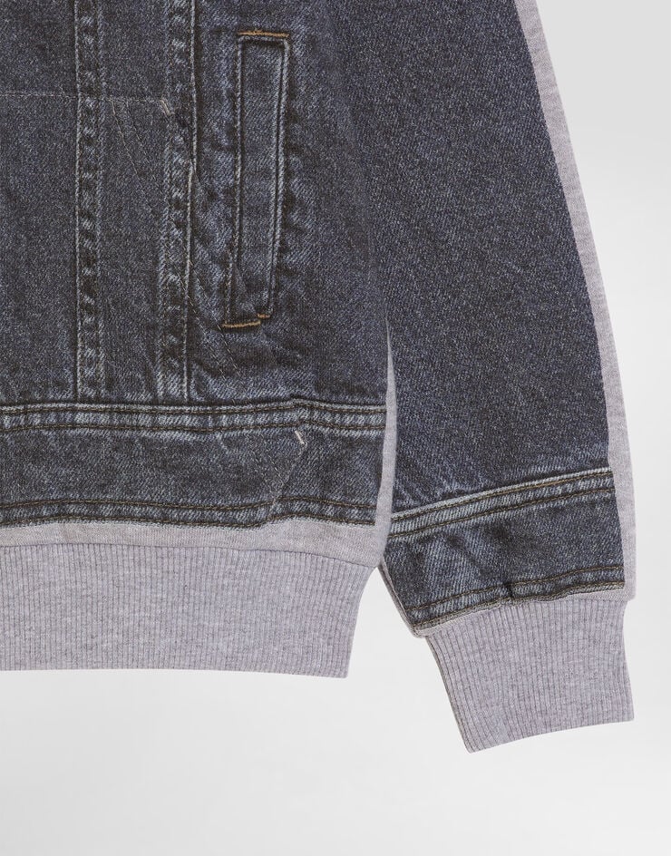 Dolce & Gabbana سويت شيرت بغطاء رأس بطبعة بتأثير دنيم Multicolor L4JWKLG7PVD