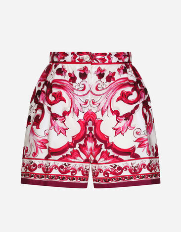 Dolce & Gabbana 마욜리카 프린트 포플린 쇼츠 푸시아 핑크 BB6003A1001