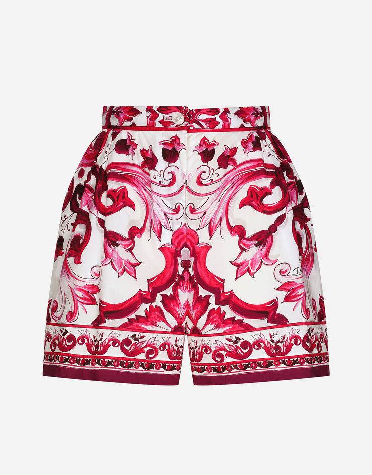 Dolce&Gabbana Shorts aus Popeline Majolika-Print Mehrfarbig FTAL1THH5AS