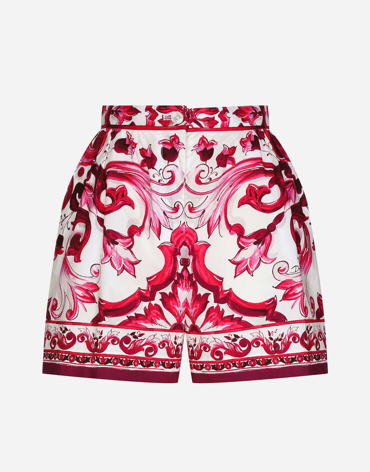 Dolce&Gabbana Shorts de popelina con estampado Maiolica Multicolor FTAL1THH5AS