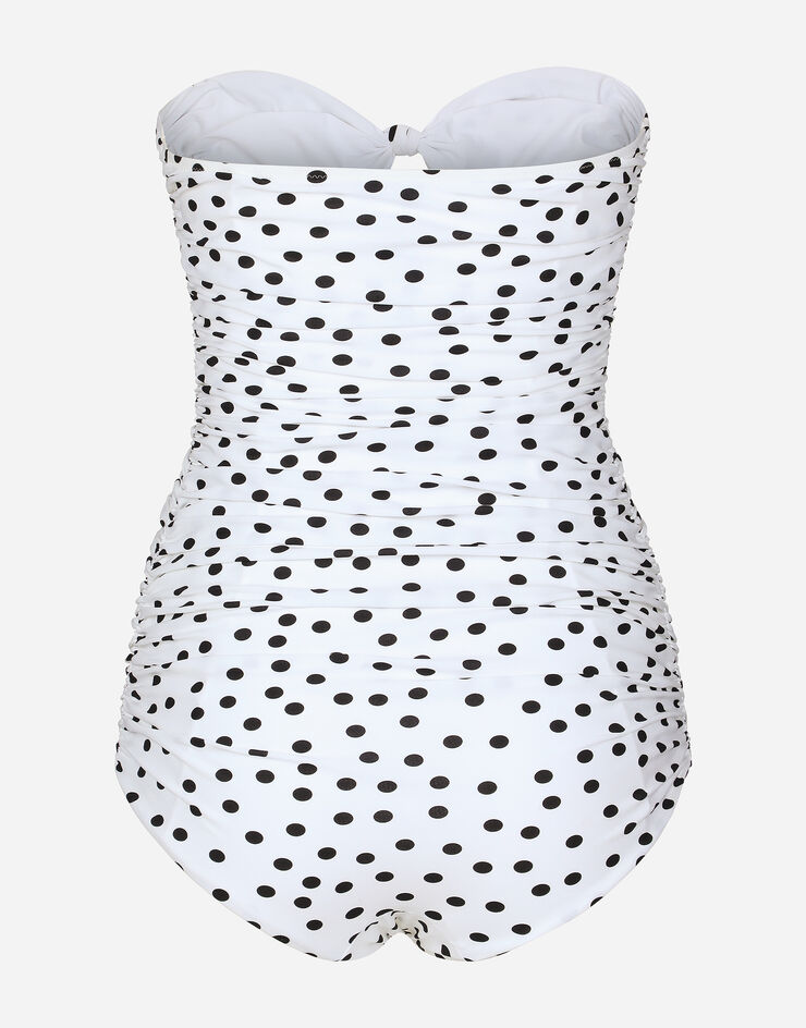Dolce & Gabbana Polka-dot strapless one-piece swimsuit Print O9C79JFSG8C