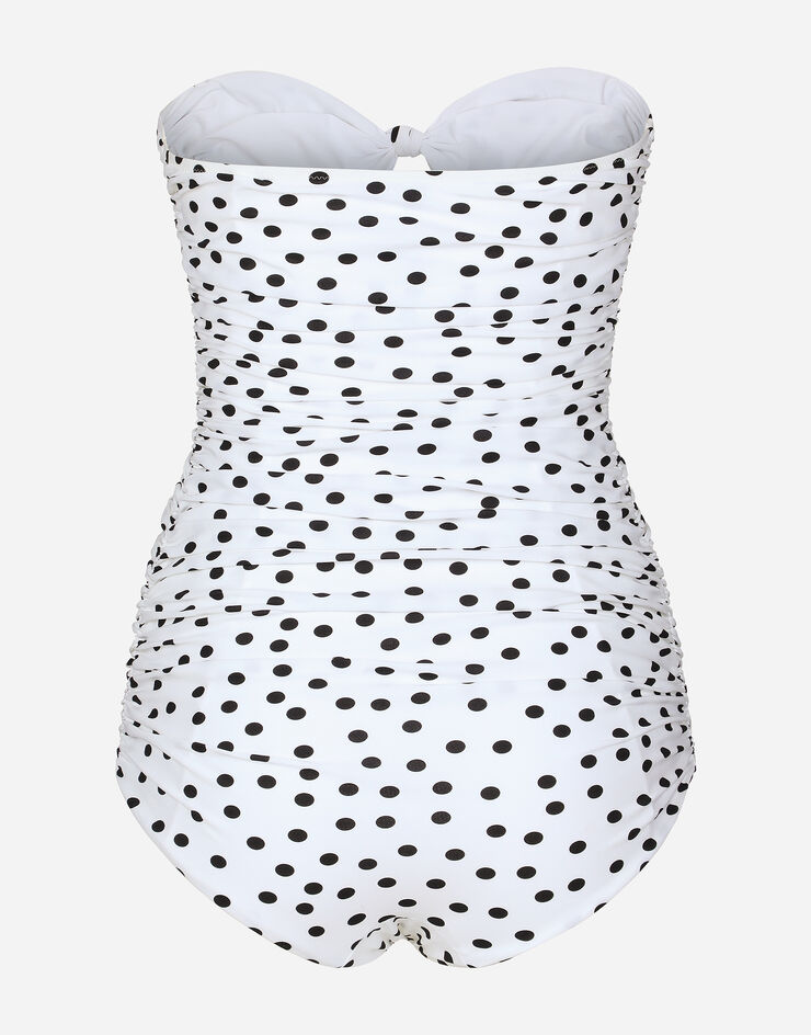 Dolce & Gabbana 波点印花无肩带连体泳衣 版画 O9C79JFSG8C