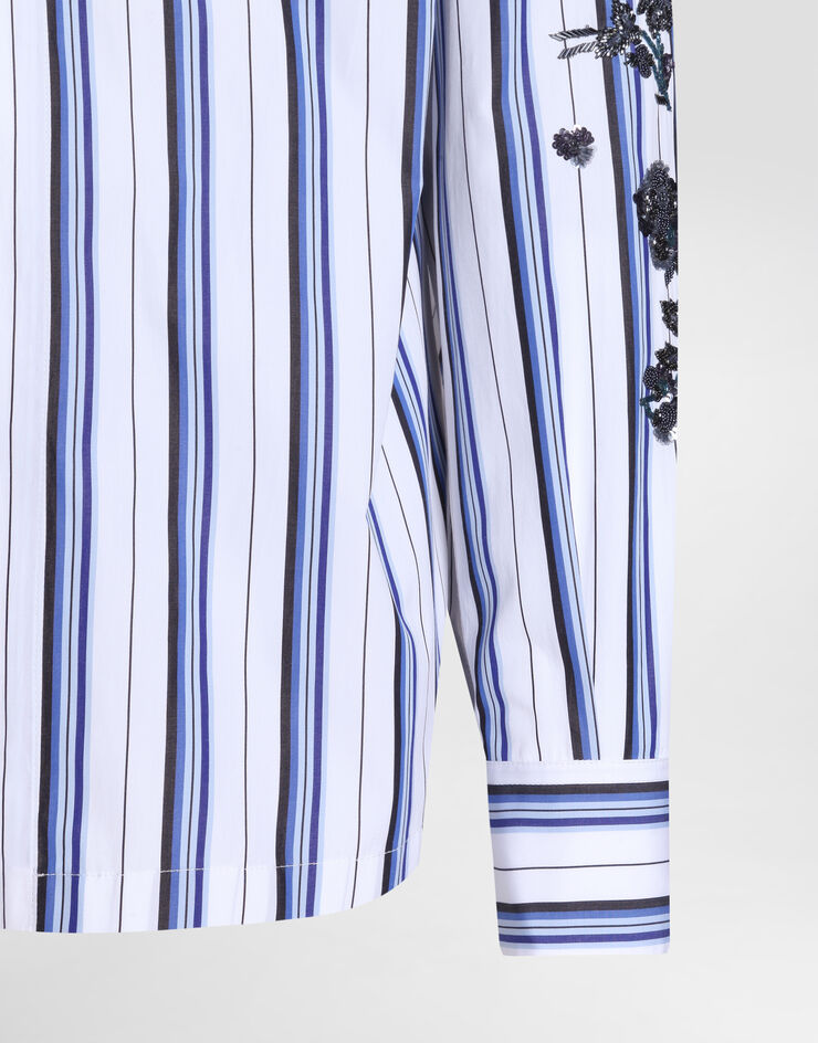 Dolce & Gabbana Cotton and silk vanity shirt with embroidery Multicolor G5OL9ZGK391