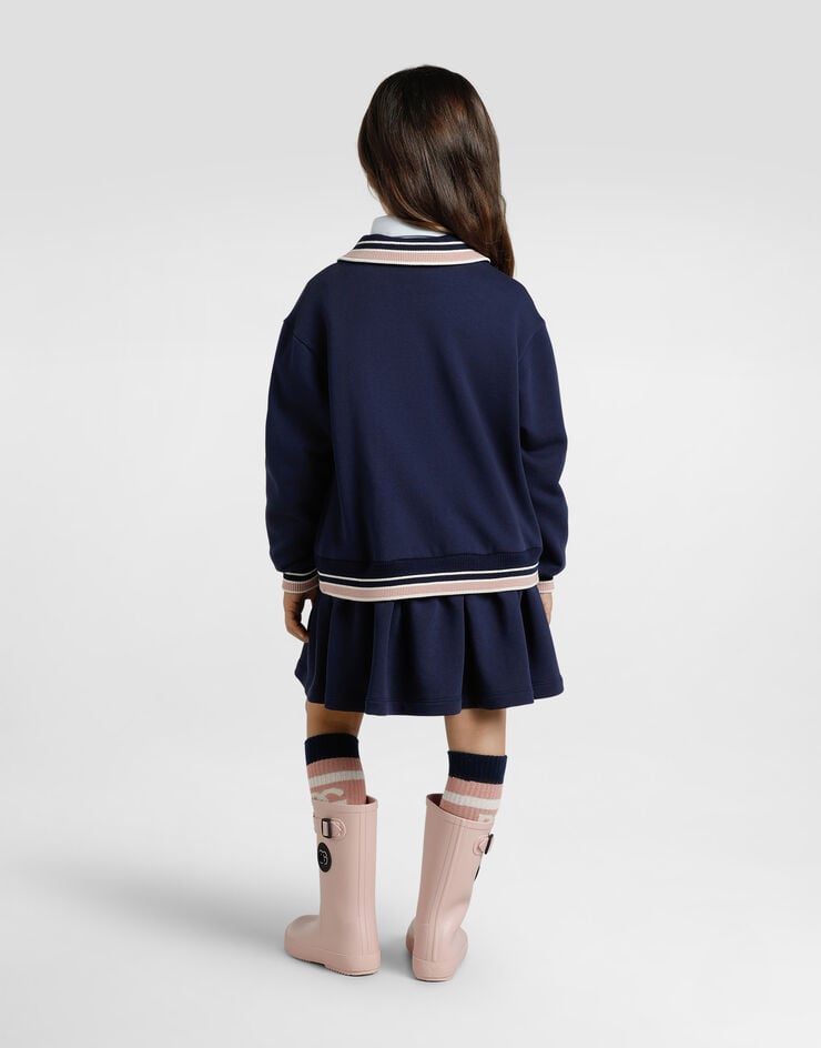 Dolce & Gabbana Fleece dress with DG patch Blue L5JD9FG7PGJ