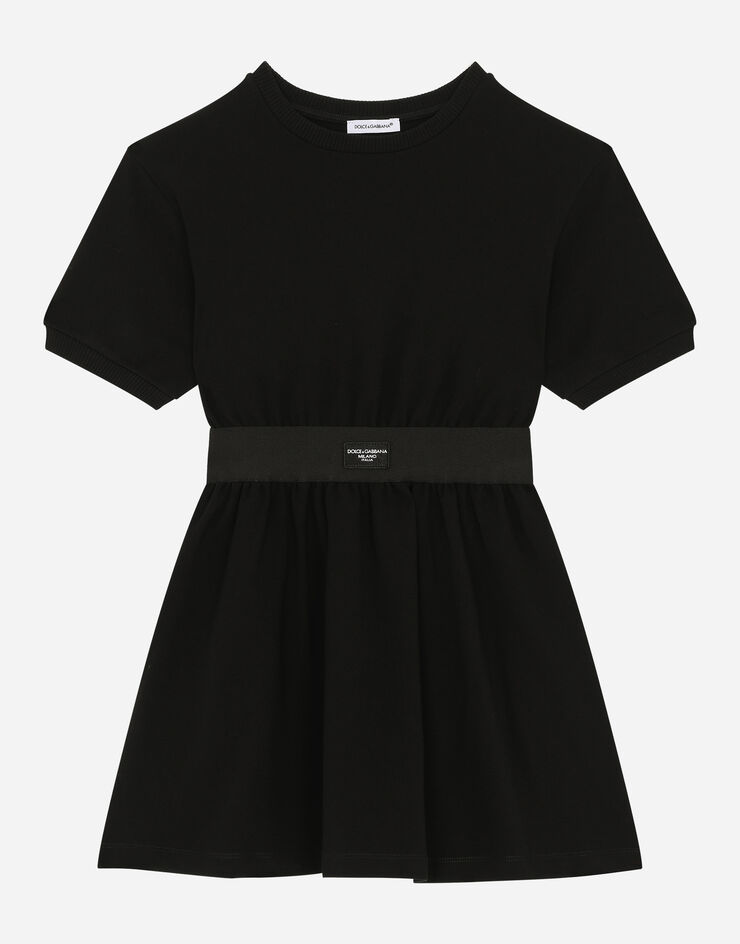 Dolce & Gabbana Minivestido de punto con placa con logotipo Negro L5JD8OG7M4U