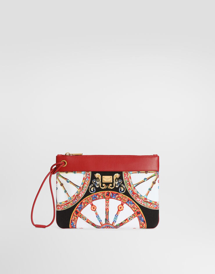 Dolce & Gabbana Toiletry bag in carretto-print canvas Multicolor BI3426A0417
