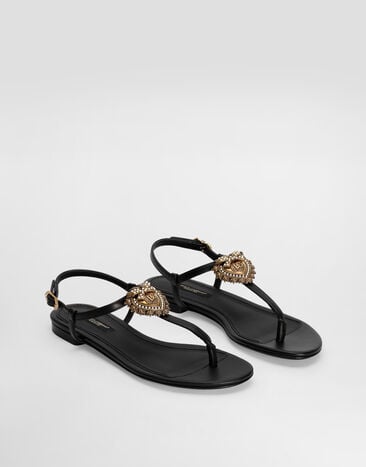 Dolce & Gabbana Nappa leather Devotion flip flops Black CQ0353AX191