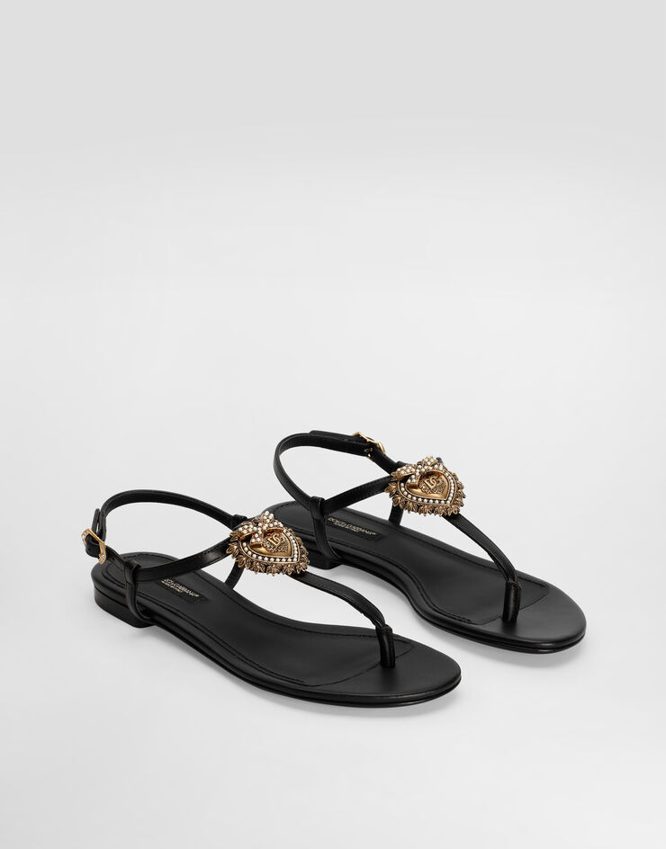 Dolce & Gabbana Nappa leather Devotion flip flops Black CQ0353AX191