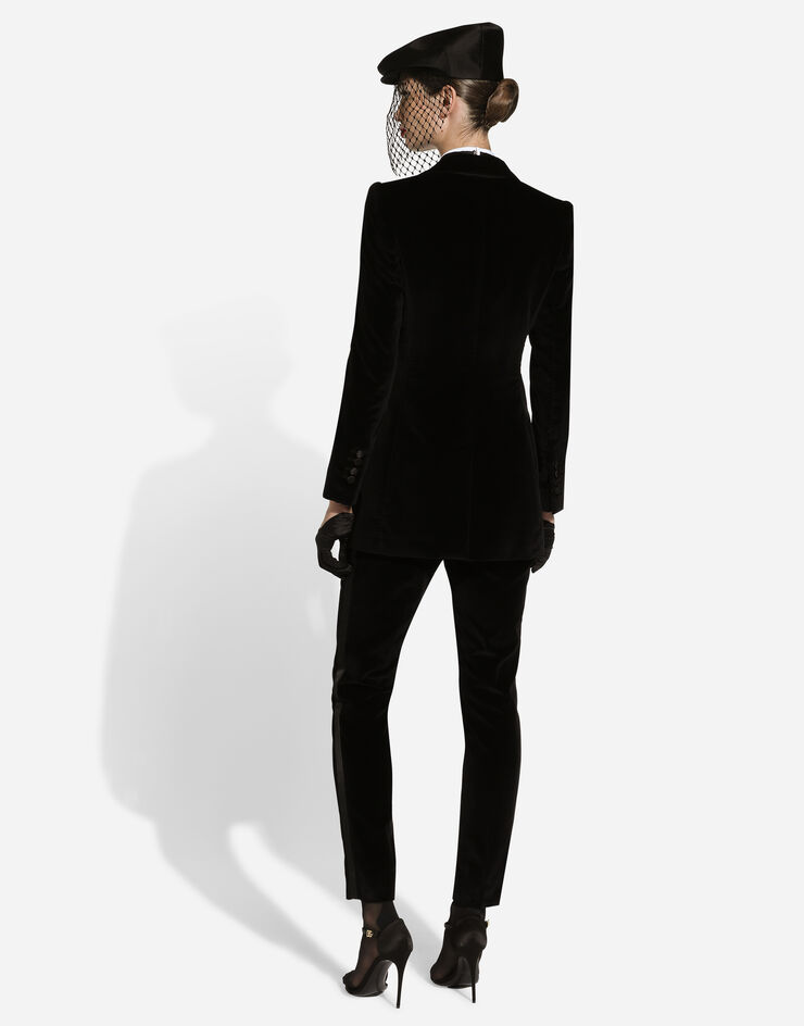 Dolce & Gabbana Chaqueta de esmoquin Turlington de botonadura sencilla de terciopelo Negro F2942TFUVG7