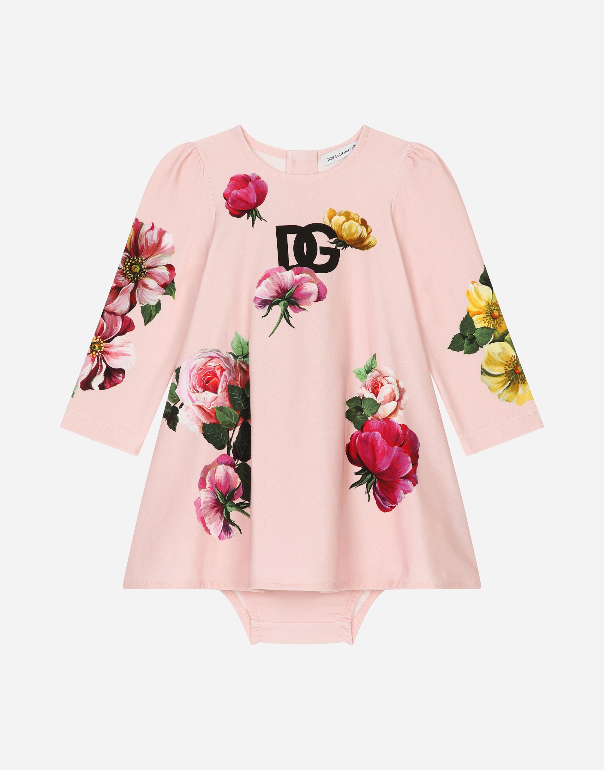 Dolce & Gabbana Interlock dress with bloomers and camellia print Print L23DV5HS5Q7