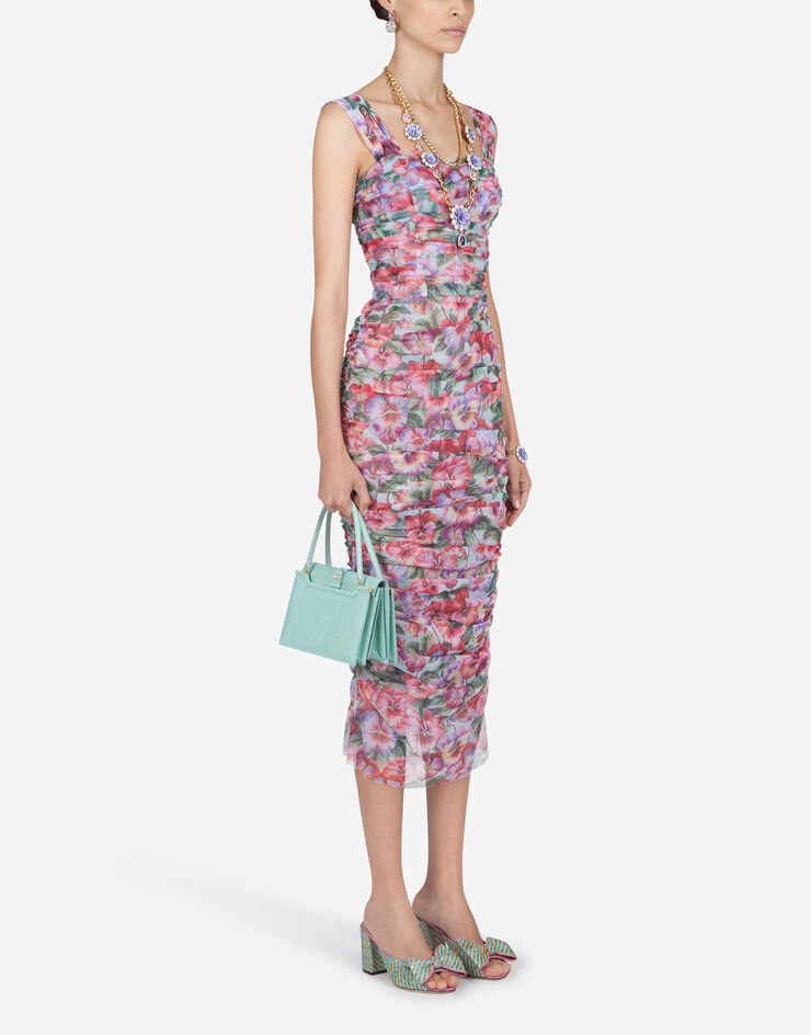 Dolce & Gabbana FORM-FITTING DRESS IN VIOLET-PRINT TULLE ЦВЕТОЧНЫМ ПРИНТОМ F63F9TFSEHL