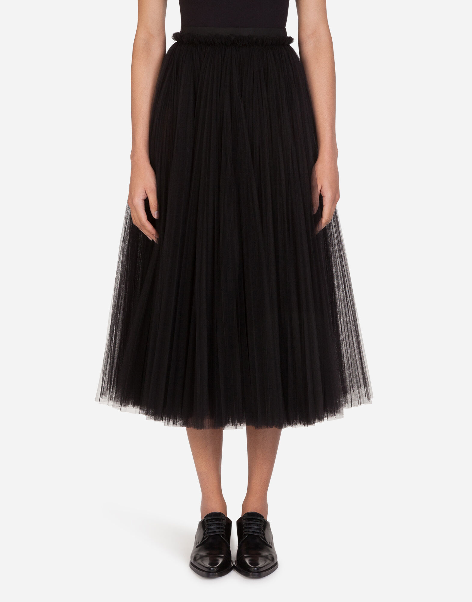 Tulle longuette skirt in BLACK for Women | Dolce&Gabbana® US