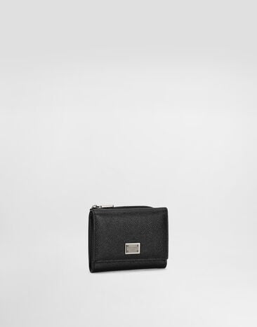 Dolce&Gabbana Calfskin French-flap wallet with logo tag Black BP3271AG219