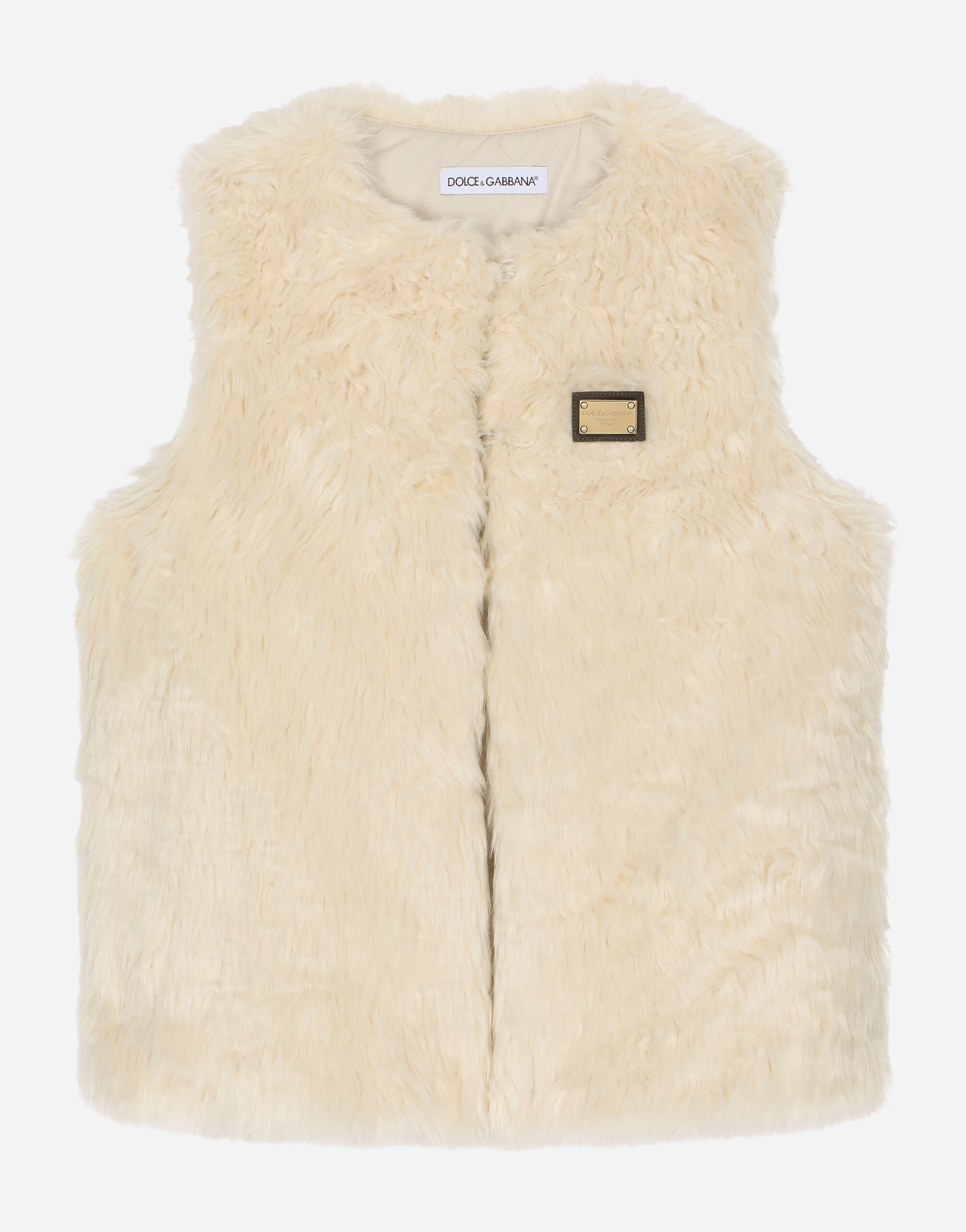Faux fur gilet in White Dolce Gabbana