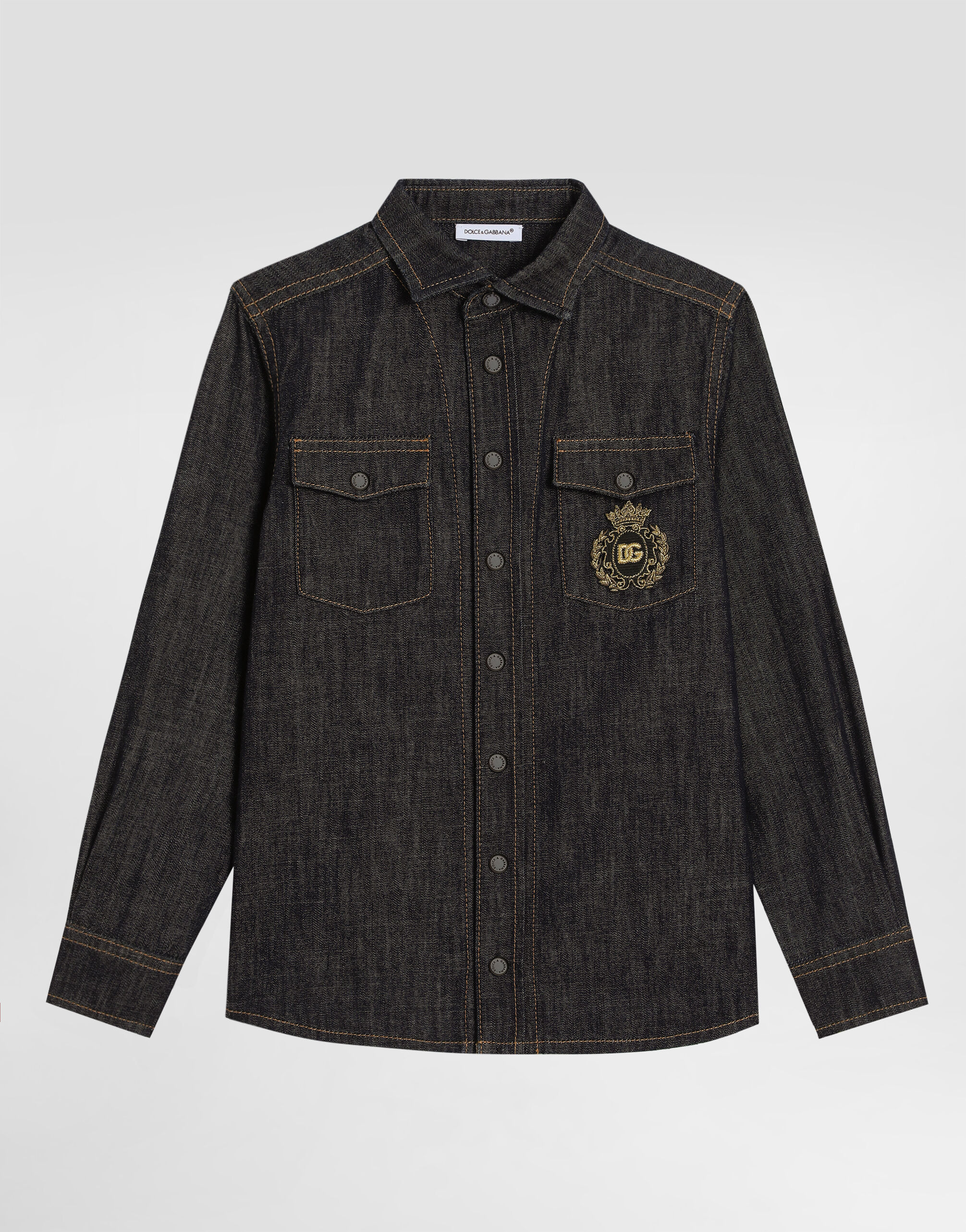 マルチカラーのボーイズ Denim shirt with DG logo | Dolce&Gabbana®