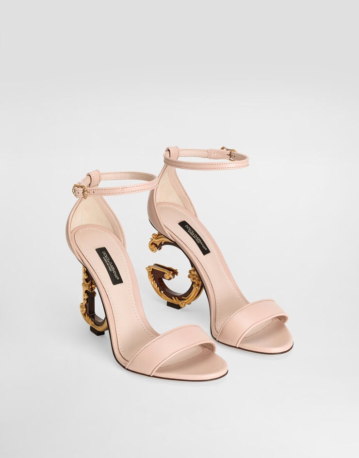 Dolce & Gabbana Nappa leather sandals with baroque DG heel Dolce & Gabbana Nappa leather sandals with baroque DG heel 페일 핑크 CR0739AV967