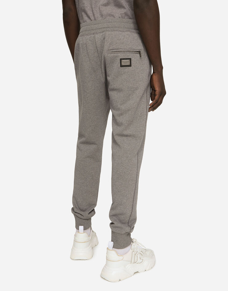 Dolce&Gabbana Jersey jogging pants with branded tag Grey GVXQHTG7F2G