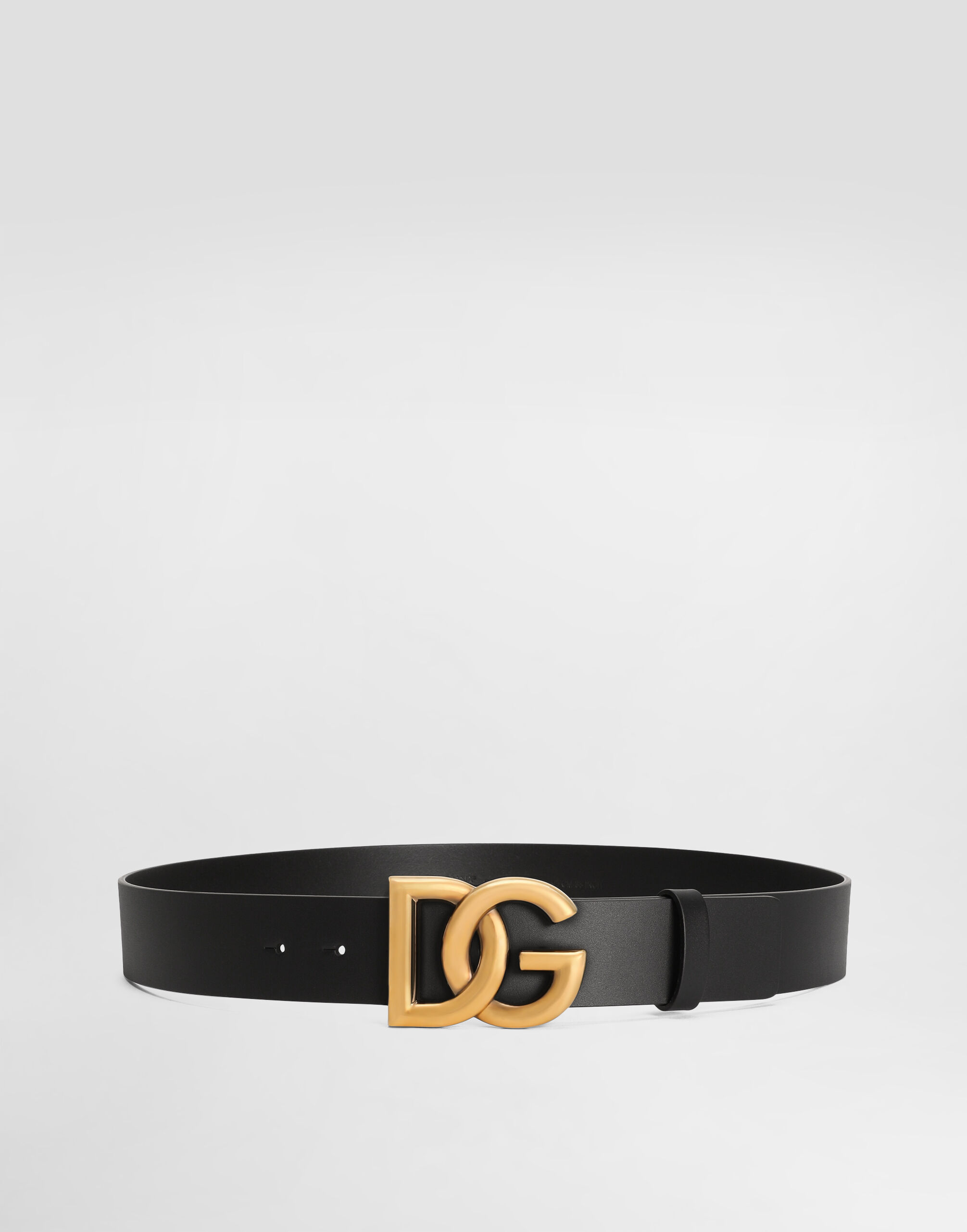 Dolce & Gabbana Lux leather belt with crossover DG logo buckle Black BC4646AX622