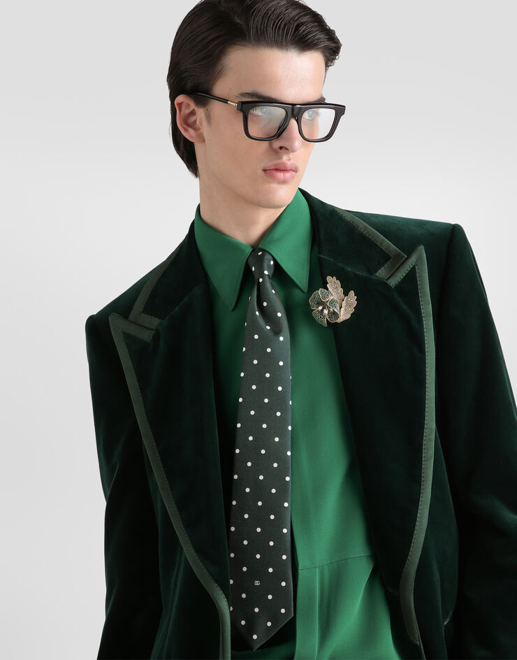 Dolce & Gabbana Single-breasted tuxedo jacket in velvet  G2WK8TFUVG7