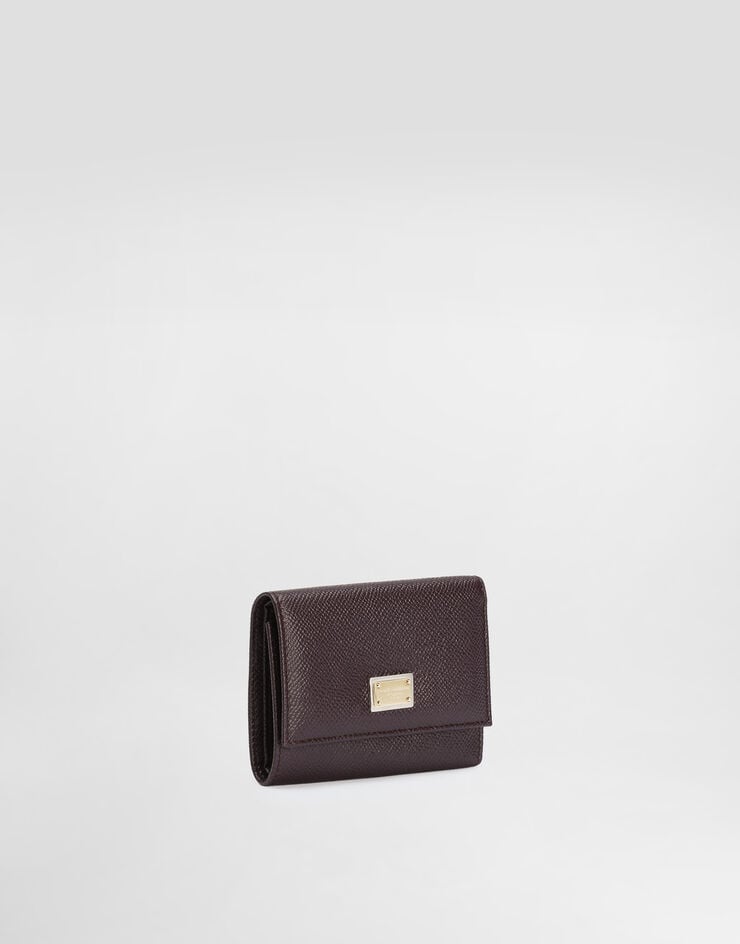 Dolce & Gabbana Cartera en piel de becerro Dauphine con placa con logotipo Violeta BI0770A1001