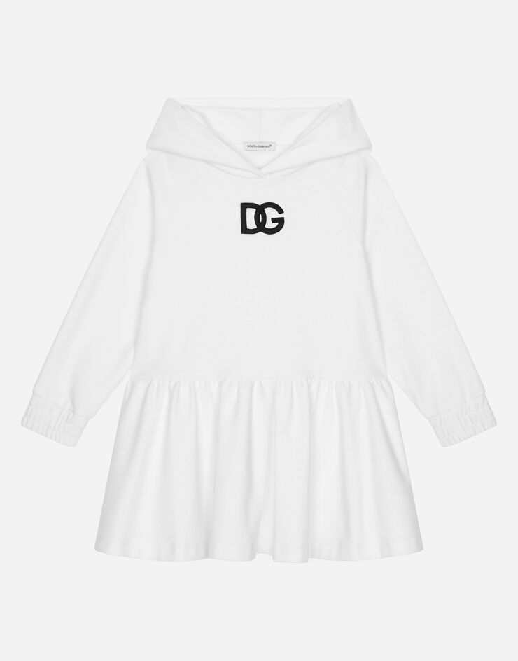 Jersey hoodie dress with DG patch in White for Dolce&Gabbana® US