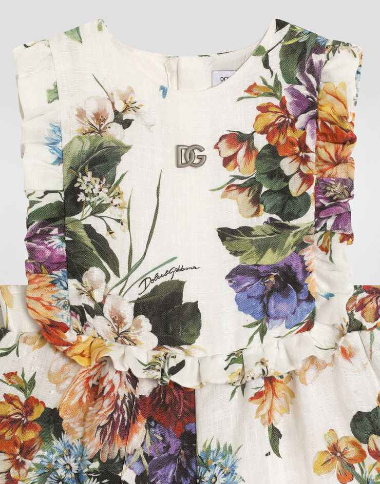 Dolce & Gabbana Flower-print short-sleeved linen canvas romper Print L22O07FS4HZ