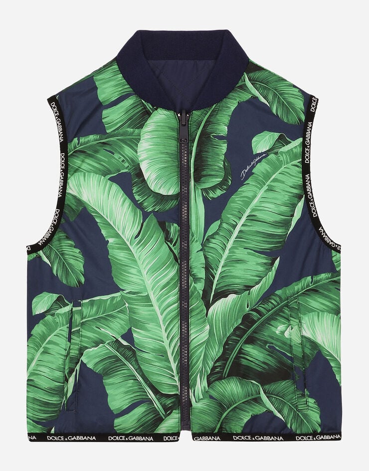 Dolce & Gabbana Reversible nylon jacket with banana tree print Blue L4JB6IG7K8O