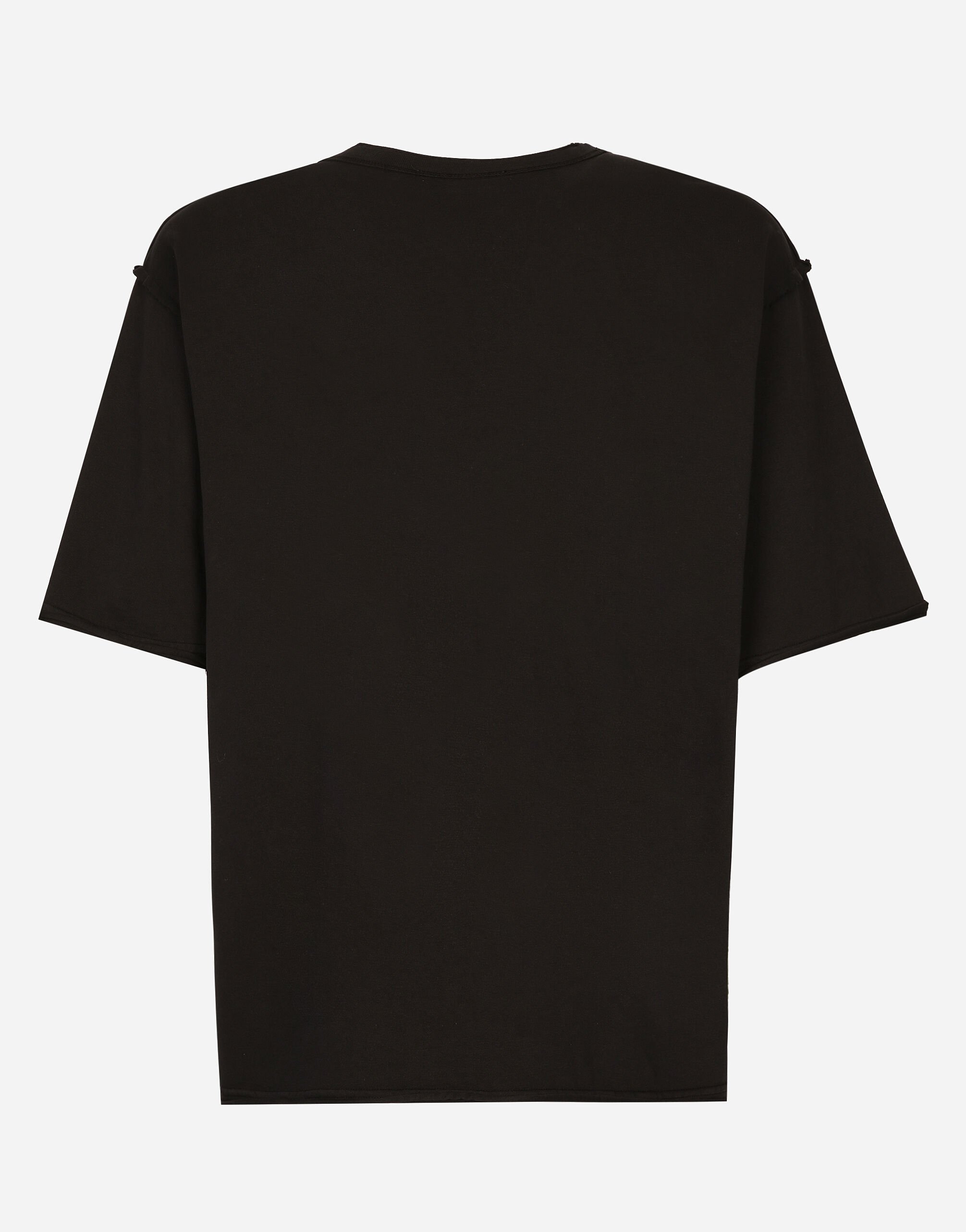 Cotton T shirt with logo print in Black for Men Dolce Gabbana