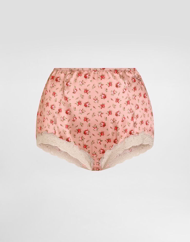 Dolce & Gabbana Small rose-print lace and satin briefs Multicolor O2E02TON0E3